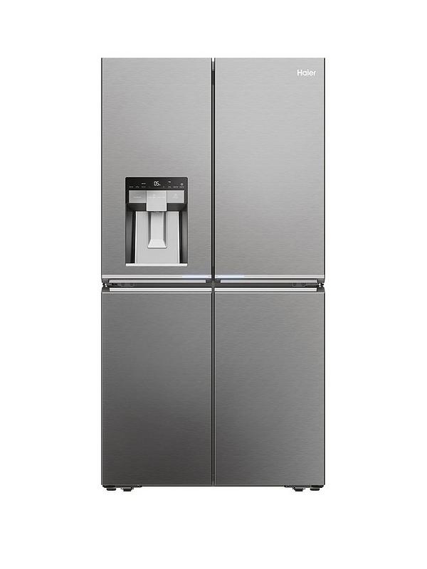 Haier HCR7918EIMP Plumbed Total No Frost American Fridge Freezer with Water Dispenser, E Rated - Platinum Inox